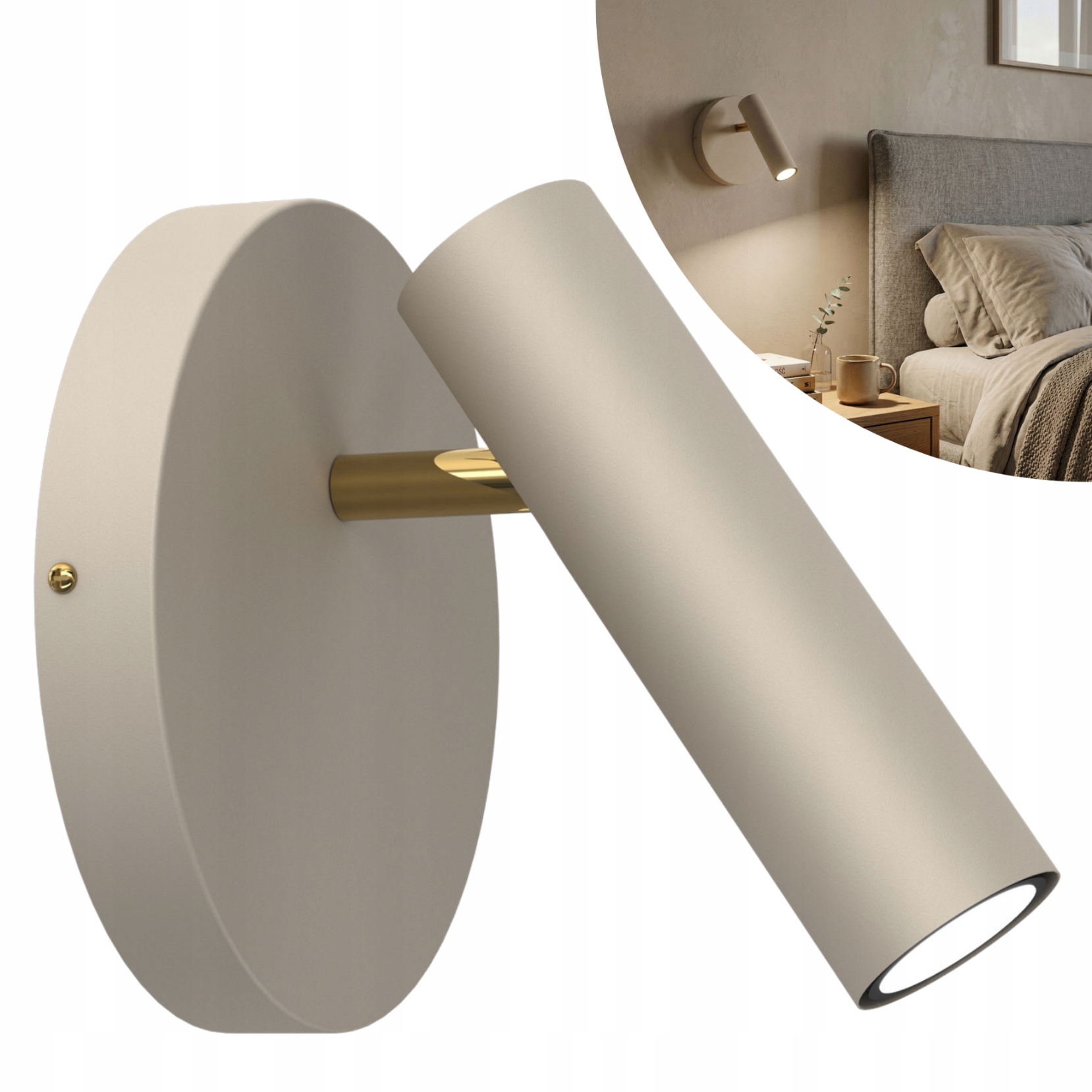 Kinkiet lampka do czytania tuba beżowy ze złotem Axion 1xGU10 8W Luminex