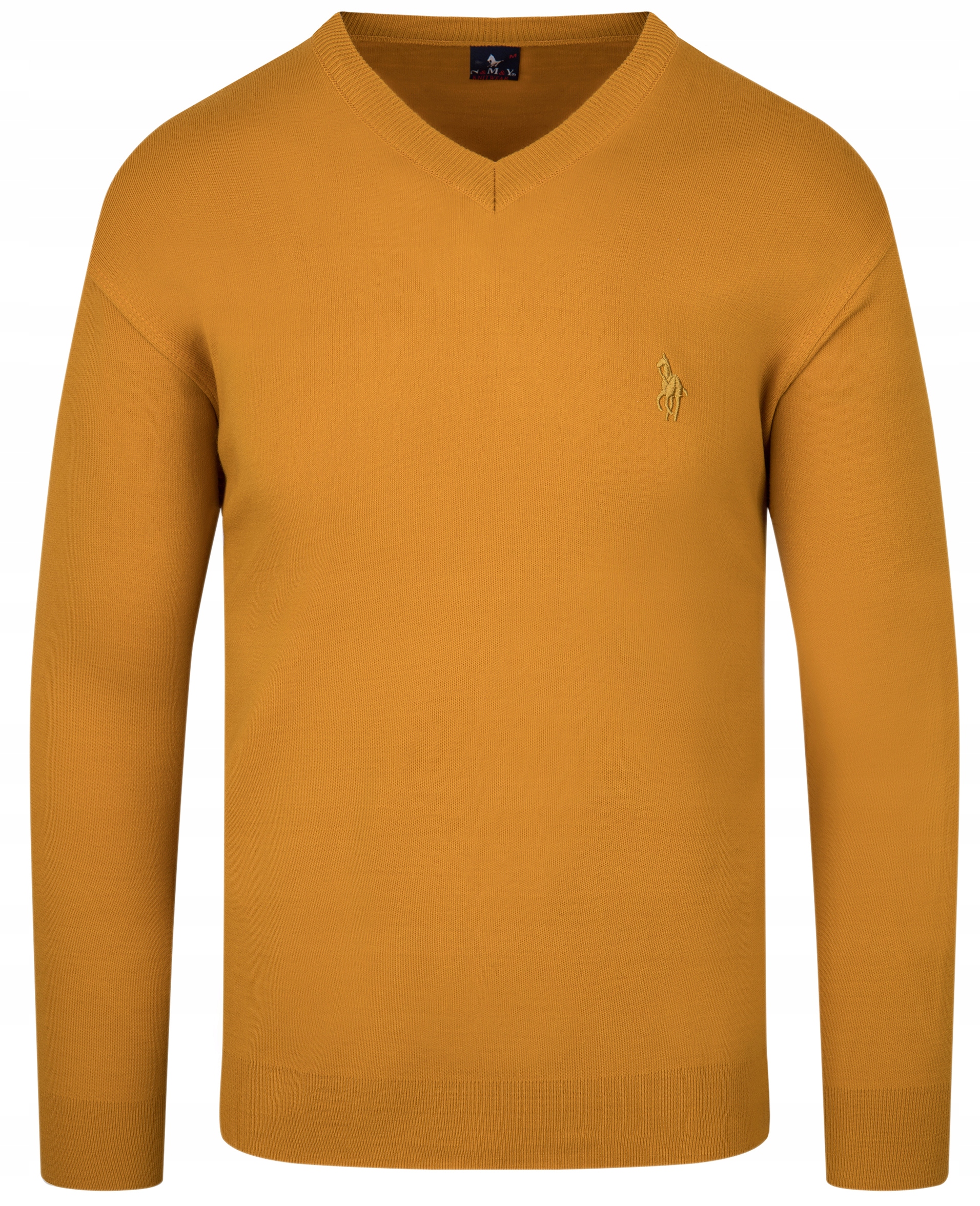 

Sweter Męski V Serek Wełna Knk Musztardowy XL