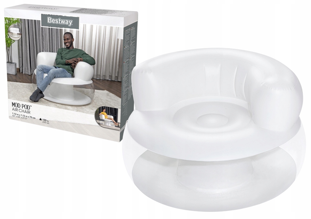 Nafukovací křeslo Bílá 112 x 112 x 70 cm Bestway 75138