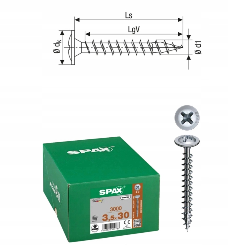 Univerzálna skrutka Wirox spax 3.5 x 30 Wirox podložka 3000 ks