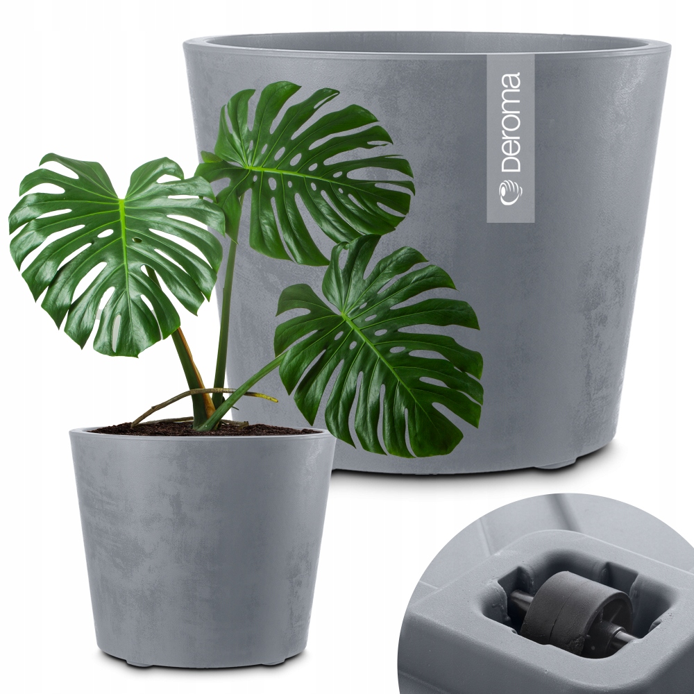 Donica Doniczka Kwietnik Okrągła Deroma Efekt Betonu 59CM Millennium Szara