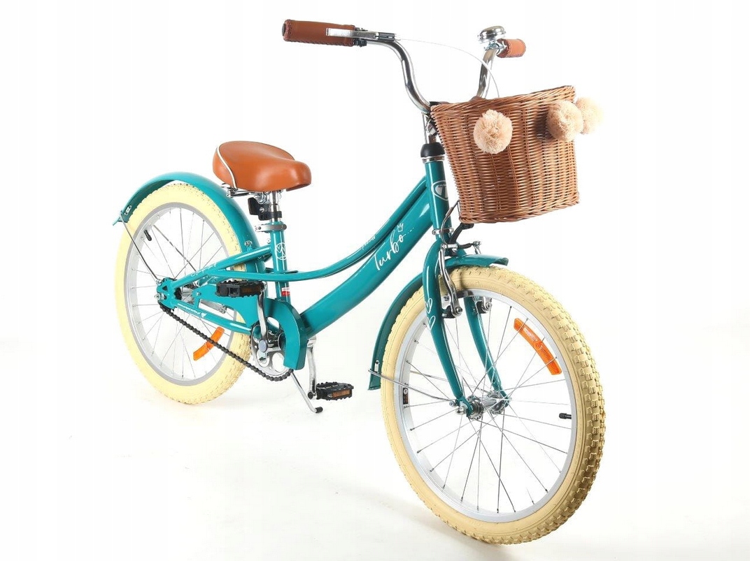 Polski Rower dziecięcy Princess koła 20"cali turkusowy koszyk z pomponami