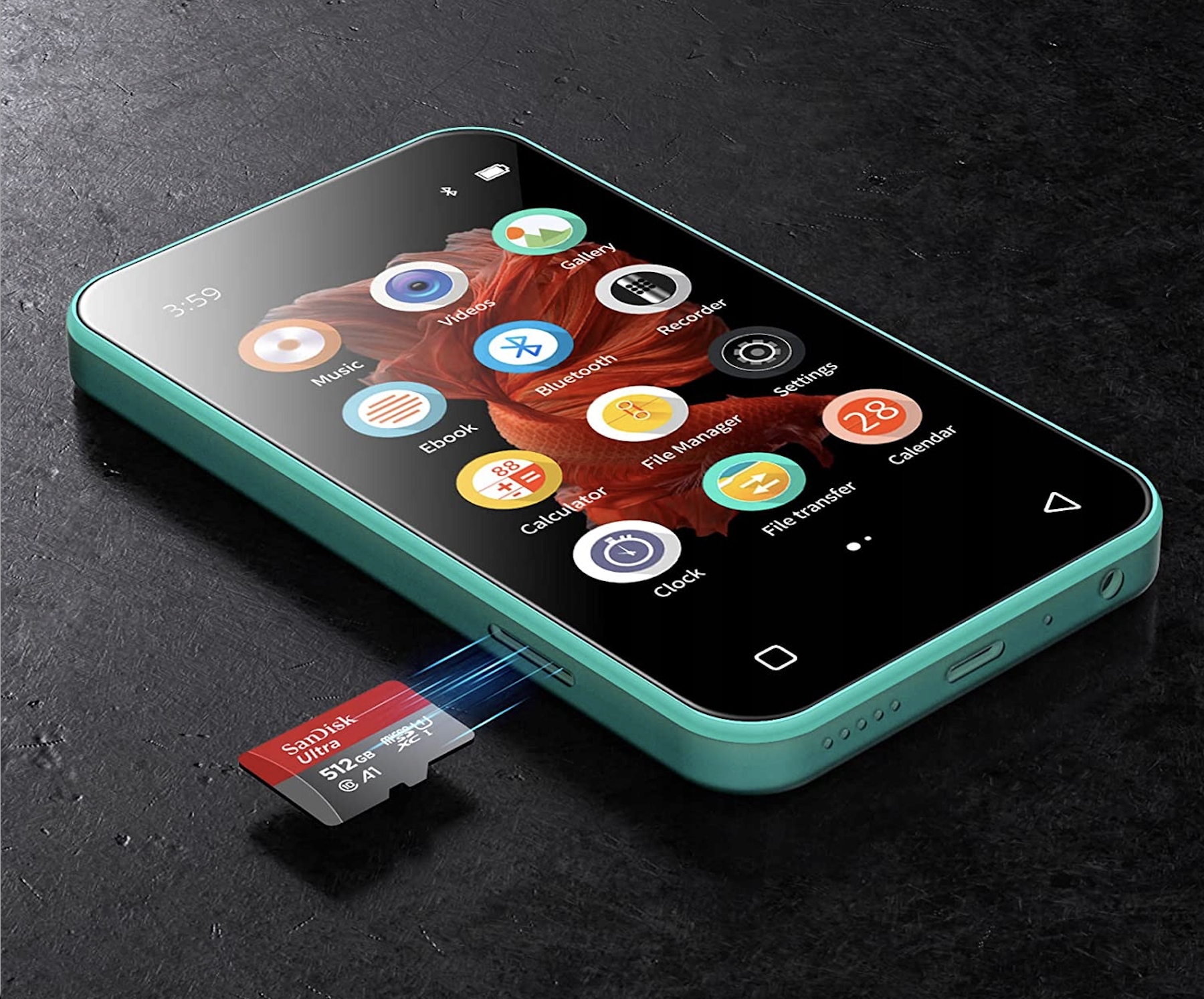 Odtwarzacz MP4 Bluetooth z WiFi, RADIO FM, HiFi, dyktafon, DOTYKOWY 4", 8GB Kolor czarny