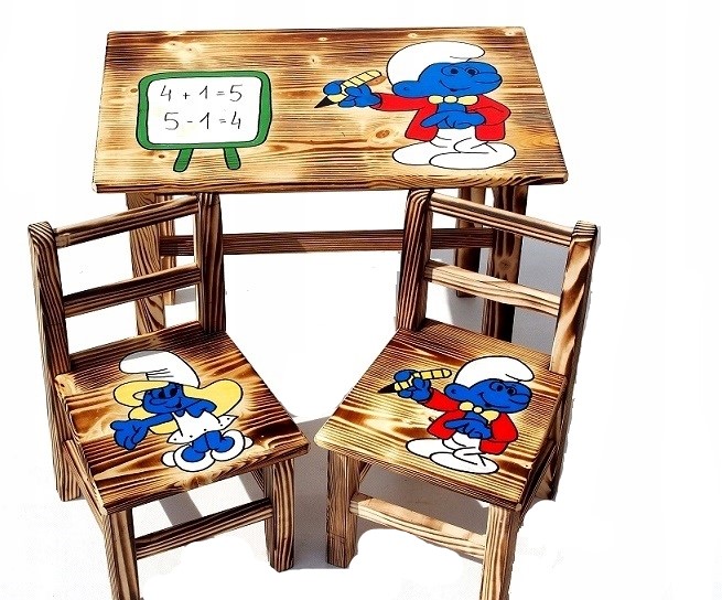 Stolik+2 krzesełka MEBELKI DREWNIANE DLA DZIECI! S Marka bez marki