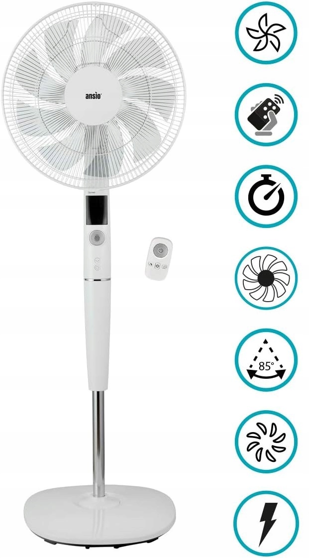 ANSIO Wentylator stojący z pilotem zdalnego sterowania 30W Kod producenta 8596AWE55