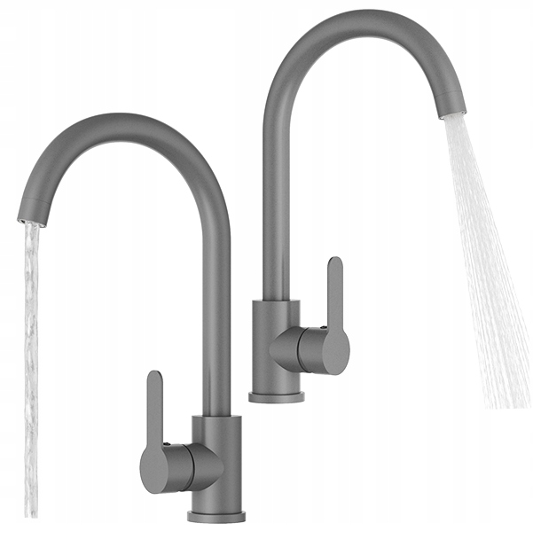 Kuchynská Batéria Šedá Prestige Plus Zaoblený Výtok Do Umývadla