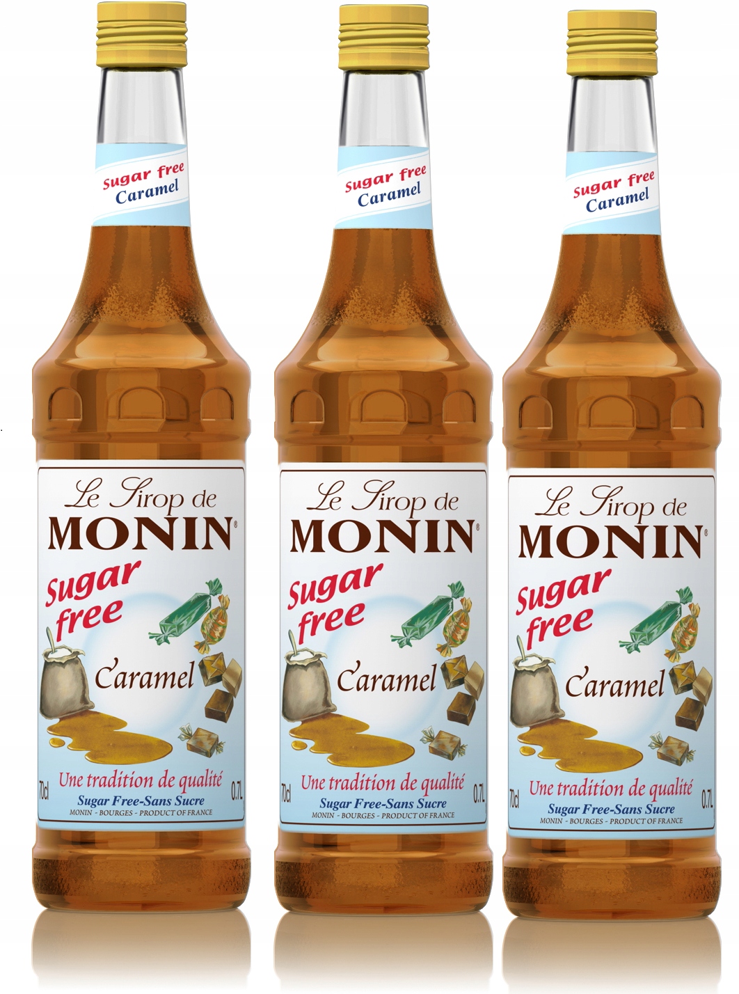3x Syrop karmelowy bez cukru Monin Caramel