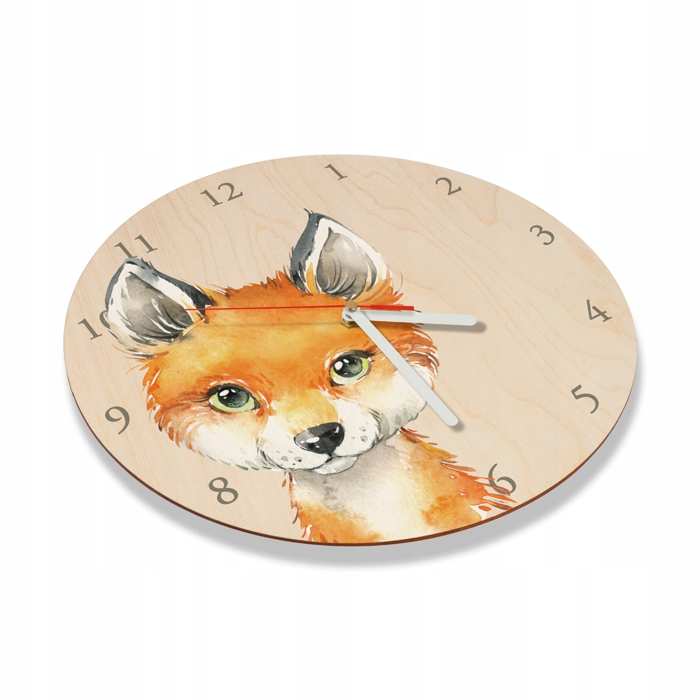 CICHY Zegar ścienny do pokoju dziecka lis 3 cyfry Marka inna