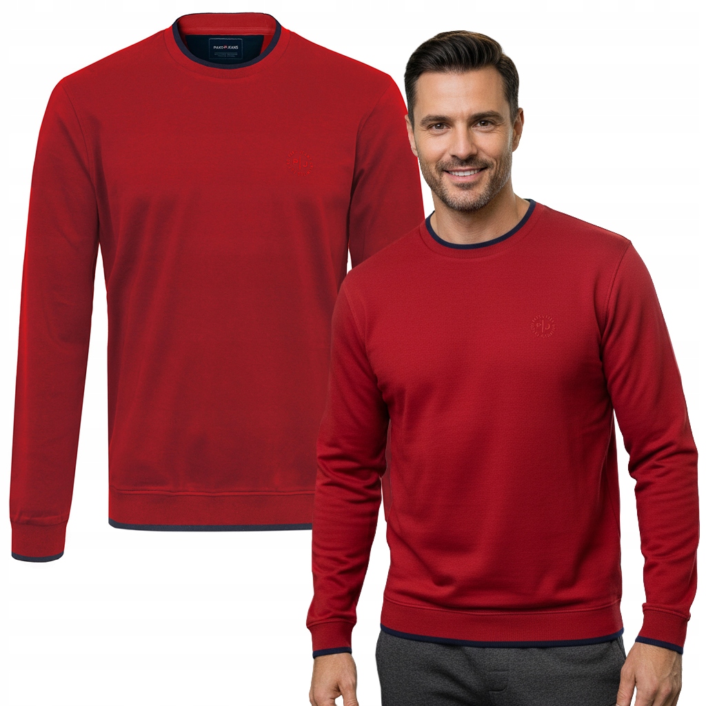 Pánská mikina bez kapuce basic tenká bavlna Ikon červená XL Pako Jeans