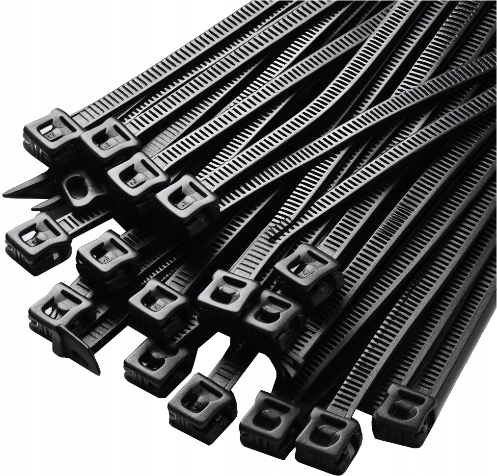 100 SZTUK MOCNE TRYTKI OPASKI ZACISKOWE TRYTYTKI CZARNE TAŚMA 2.5 x 200 mm