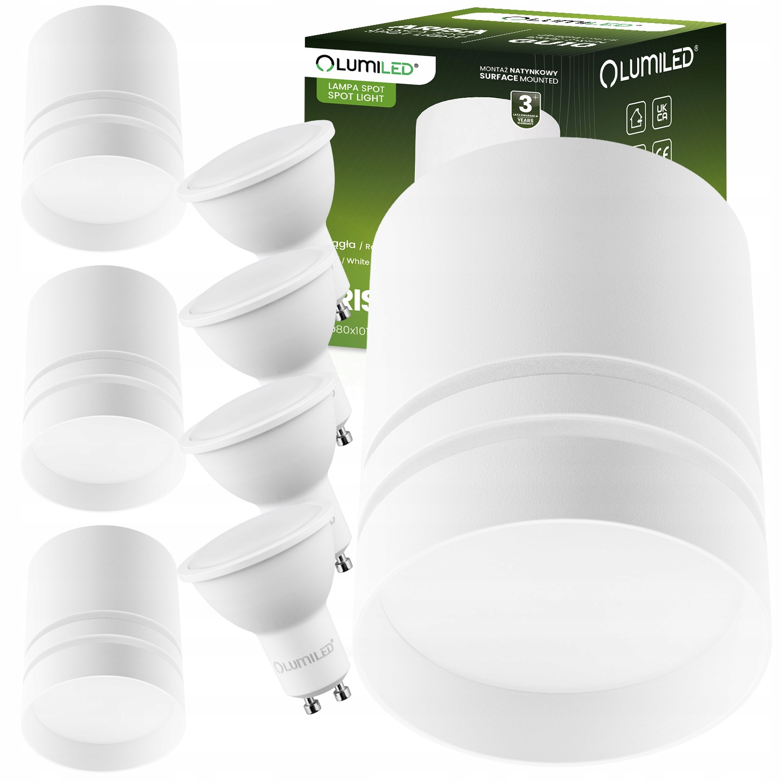 4x Oprawa Natynkowa 6W Halogenowa Spot Tuba Lampa Sufitowa Żarówka Led GU10