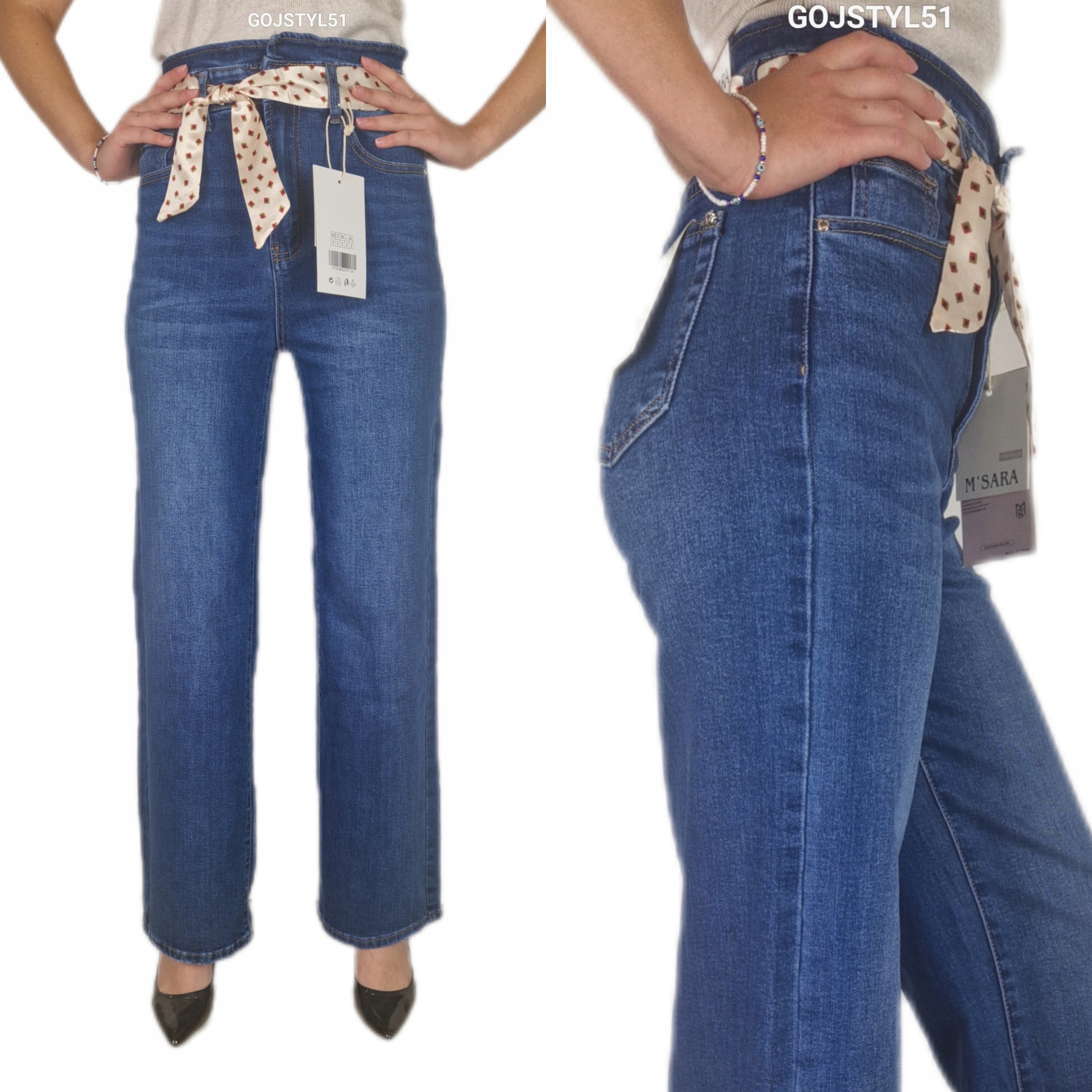 Dámské elastické džínové kalhoty s rovnou nohavicí