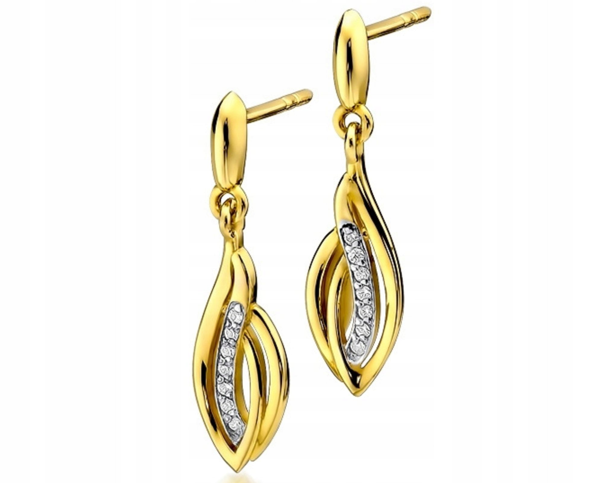 Zlaté náušnice s brilianty 0,07 ct, závěsné šrouby