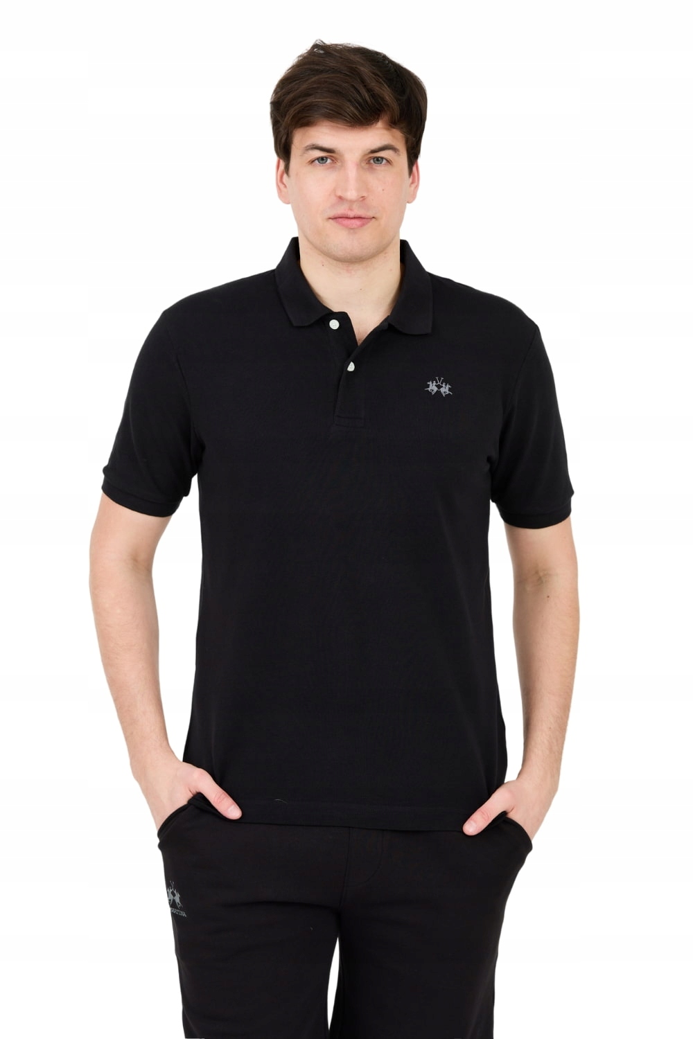 La Martina Černá polokošile s malým logem L