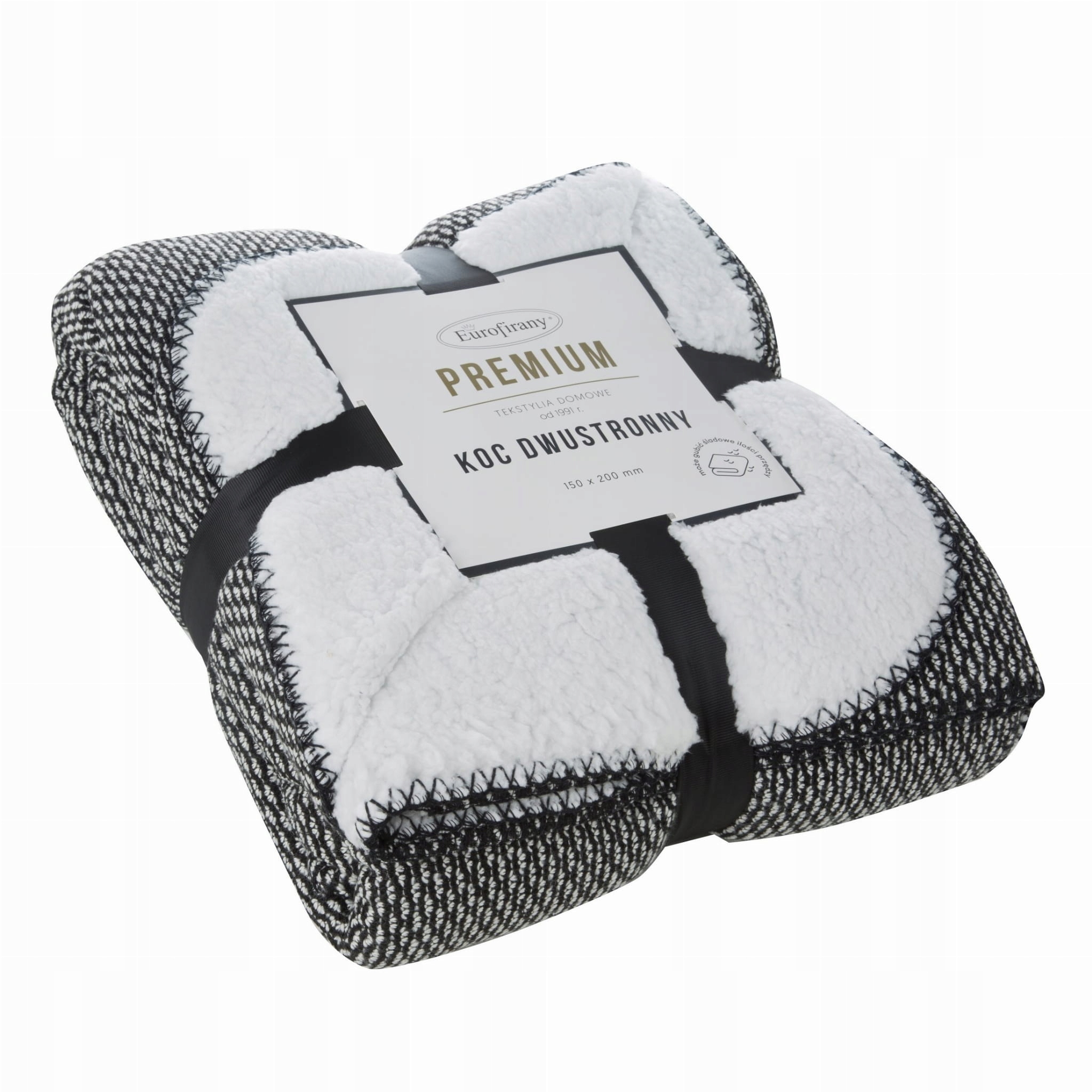 Deka na postel Panda 150x200 oboustranná beránek černá bílá