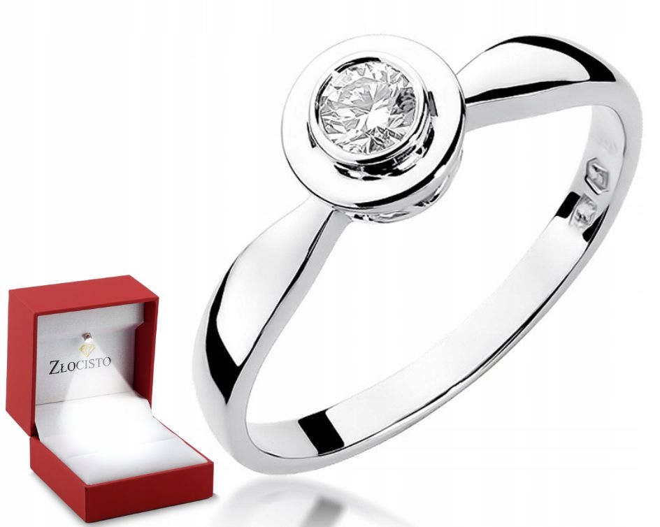 Prstýnek Briliant 0,20 Ct Bílé Zlato Gravírování