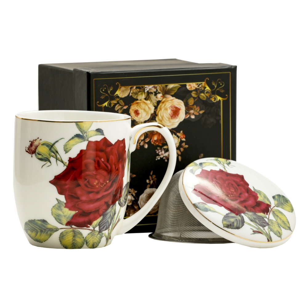 

Kubek porcelanowy z zaparzaczem i pokrywką 420 ml
