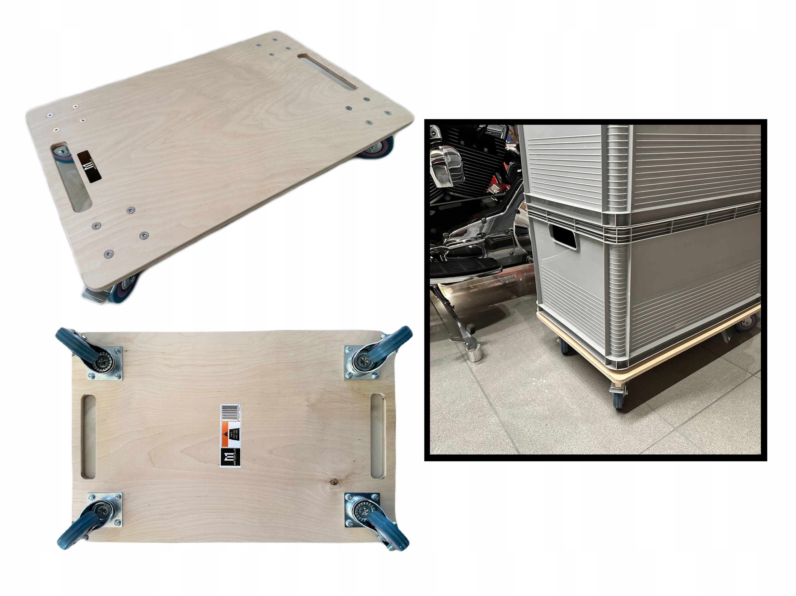 Duża Platforma Transportowa na Kółkach Premium Wózek z Hamulcem 200 kg