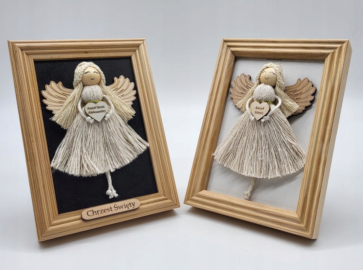 ANIOŁEK MAKRAMA W RAMCE URODZINY PAMIĄTKA CHRZTU ŚWIĘTEGO PERSONALIZOWANA Marka inna