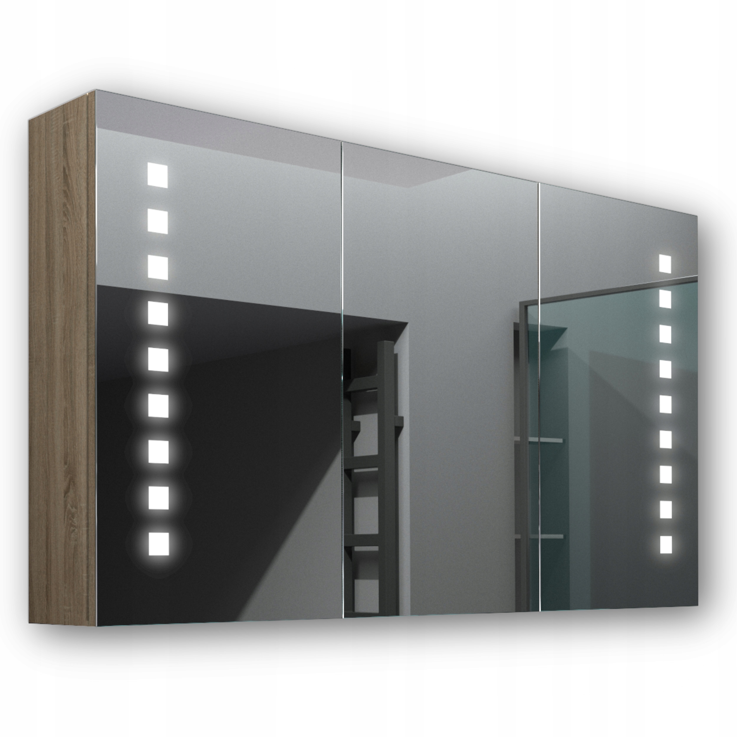 Drevená skrinka 120x70 Led zrkadlo Merkury Sonoma