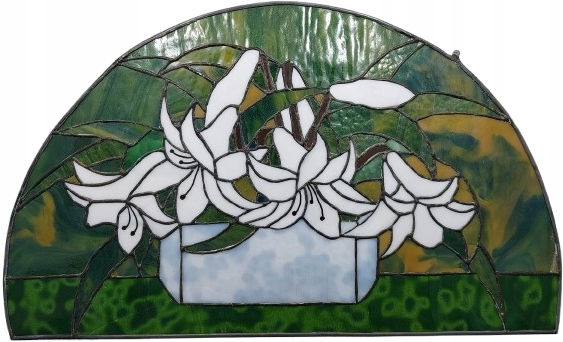 Duży Witraż ozdobny z kwiatami