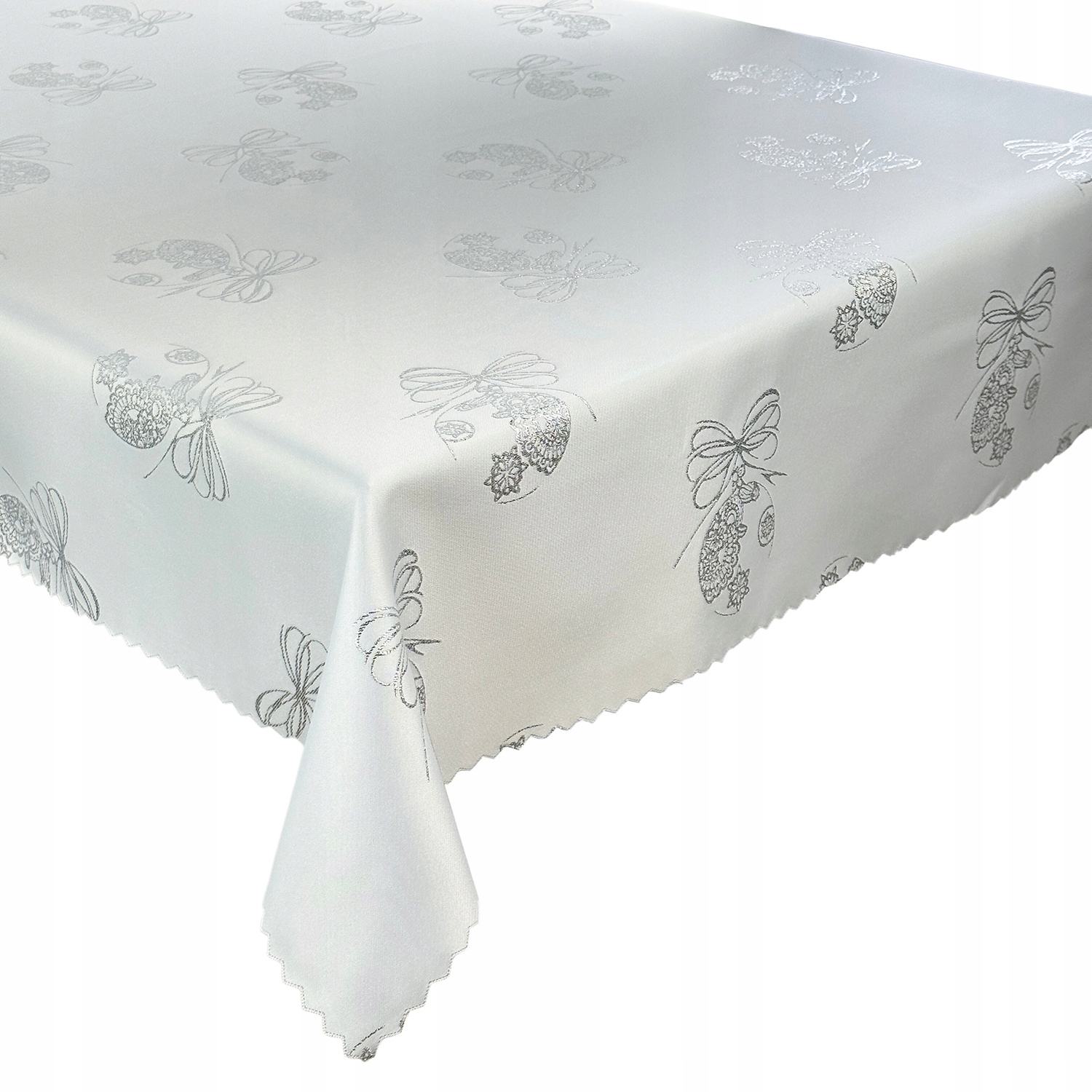 Oboustranný ubrus odolný proti skvrnám Vánoční koule Bílý Stříbrný 140 x 180 cm