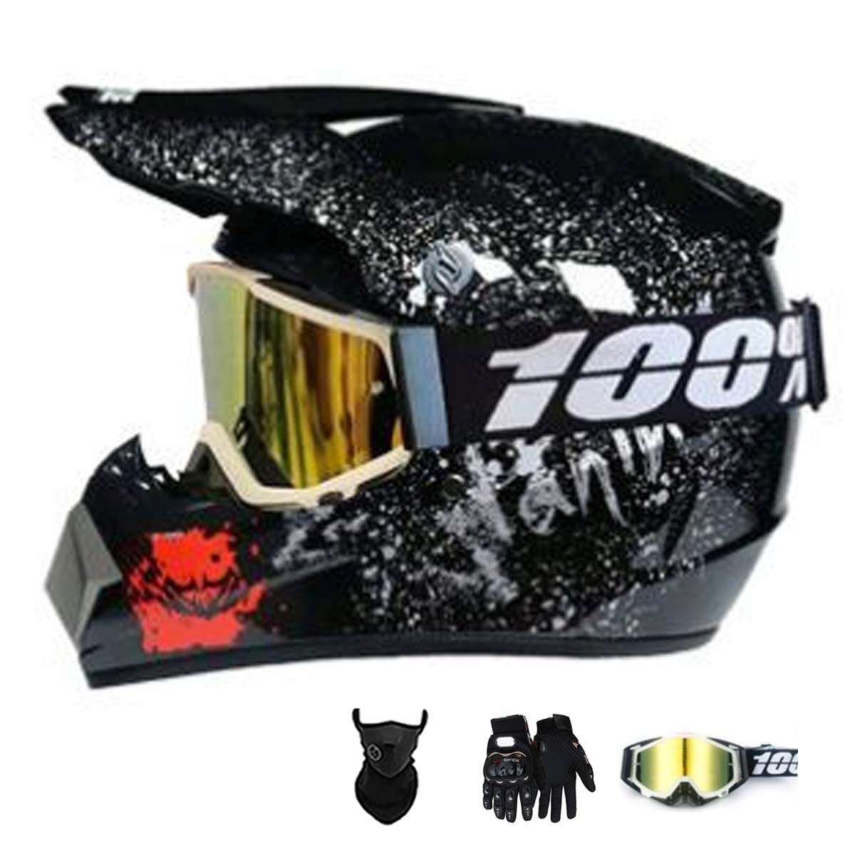 Motocyklová Přilba Lehká Enduro Quada Brýle Rukavice Maska XL