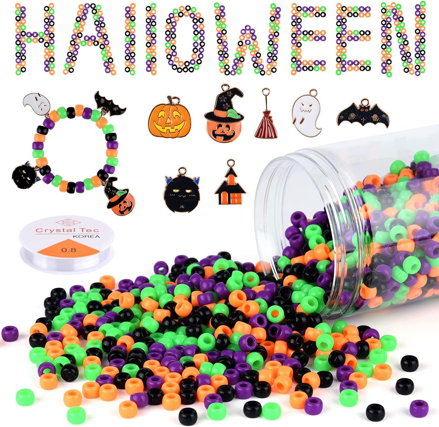 Sada 1050 Halloweenských Korálků Na Šperky Přívěsek Šňůra