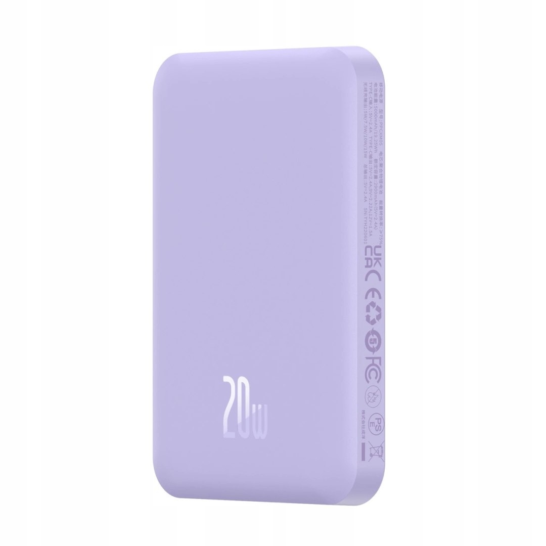 Mini powerbank Baseus 5000mAh 20W kabel Usb-c (20V/3A) fioletowy