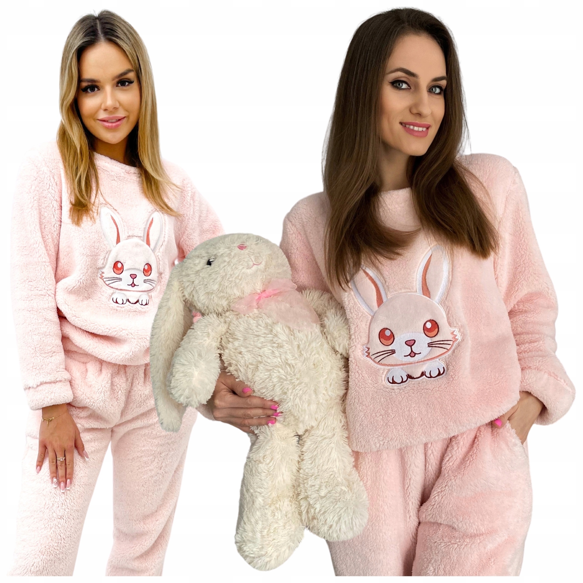 Dámské teplé dlouhé pyžamo s velmi silnou výšivkou, XXL, růžové