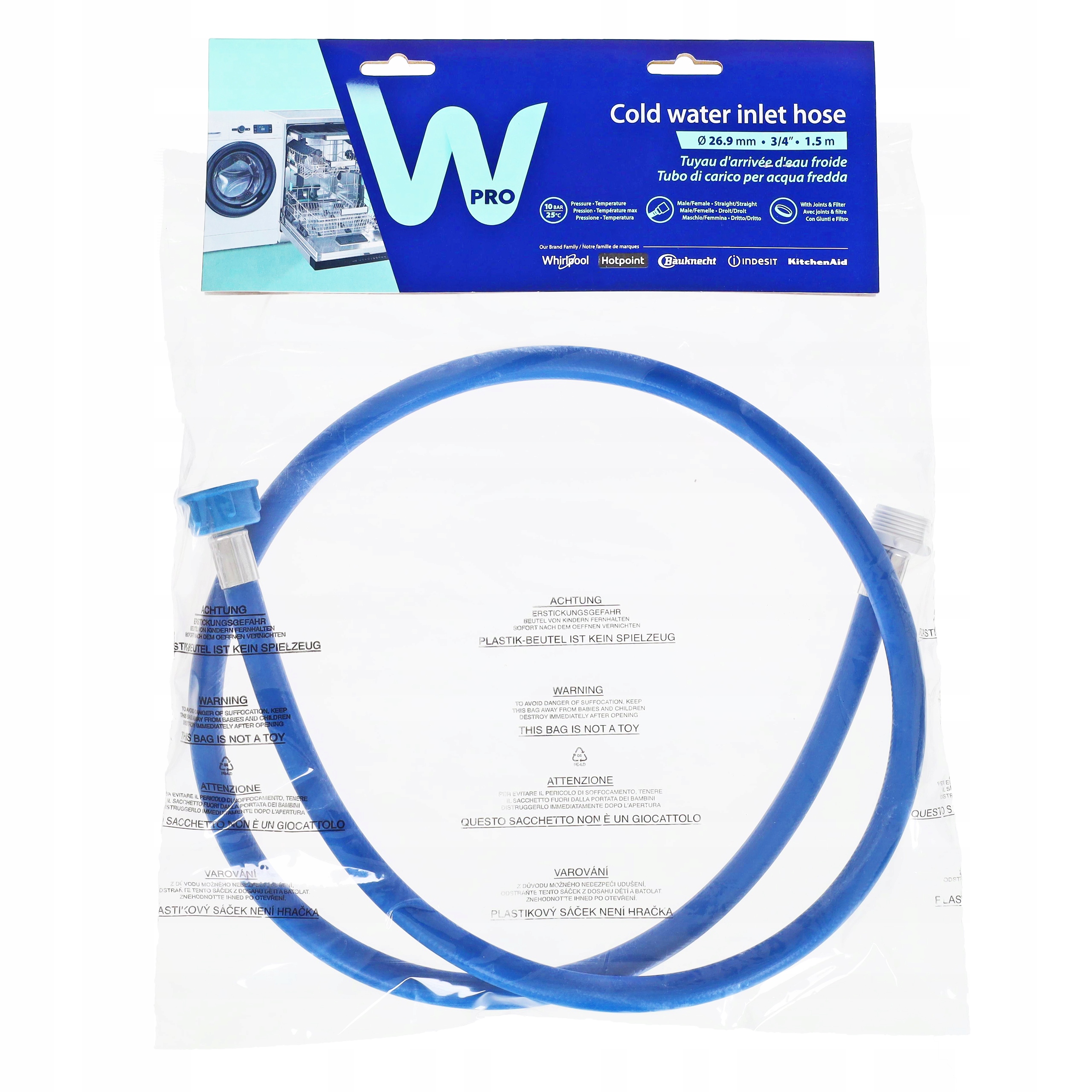 Whirlpool Wąż dopływowy PRALKI ZMYWARKI przedłużka 1,5m