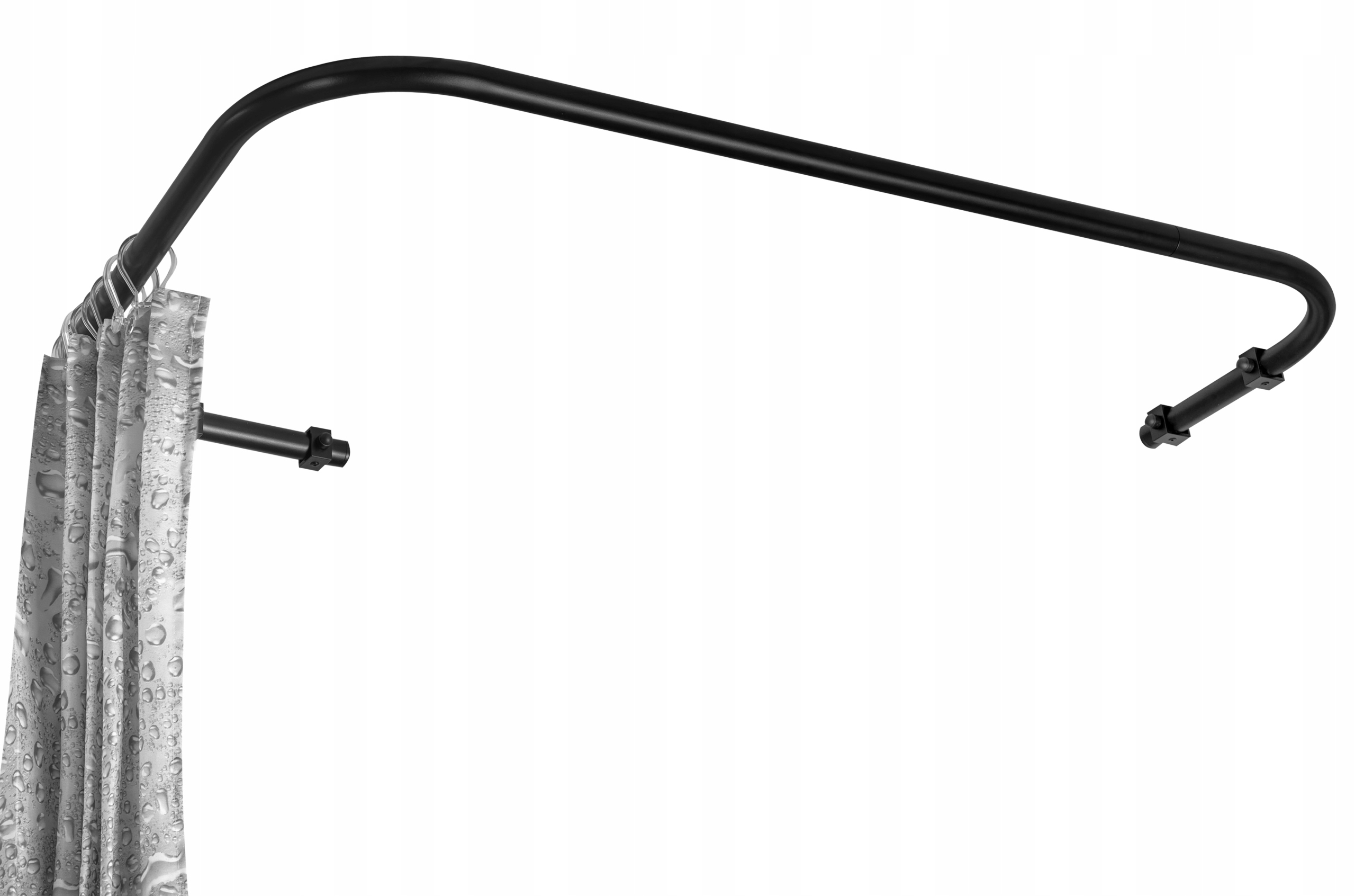 DRĄŻEK ZASŁONY PRYSZNICOWEJ KĄTOWY CZARNY 80X110 Długość 80-110 cm