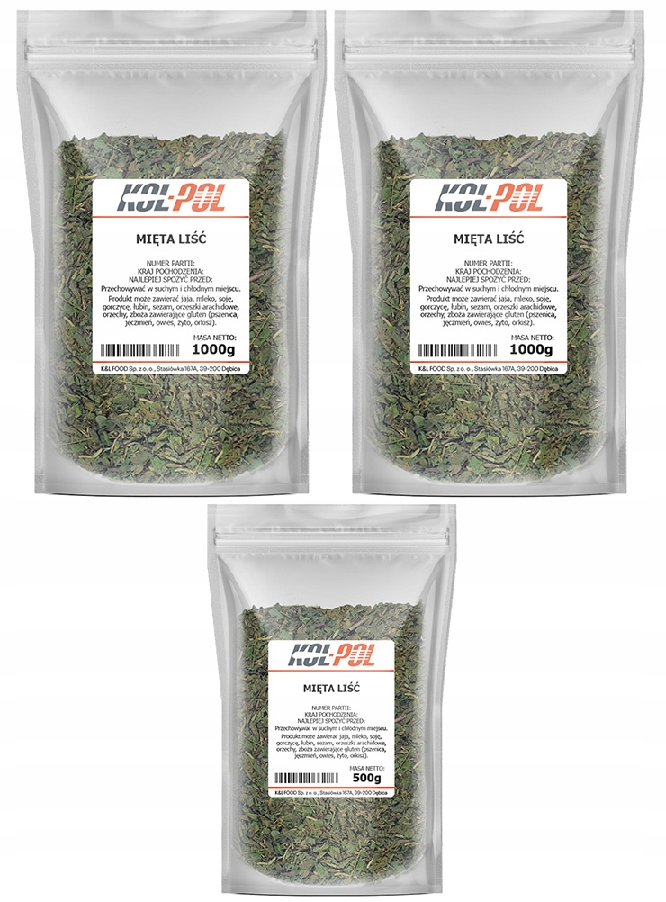 Mięta Zielona 2,5kg Liść mięty suszona naturalna herbata ziołowa Kol-Pol