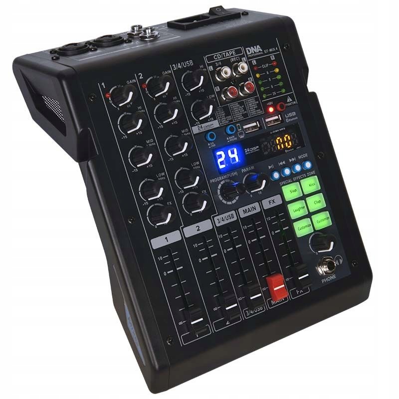 Mikser Audio Analgowy Usb Konsola MP3 Bluetooth 4 Kanały Dna Ef-mix 4