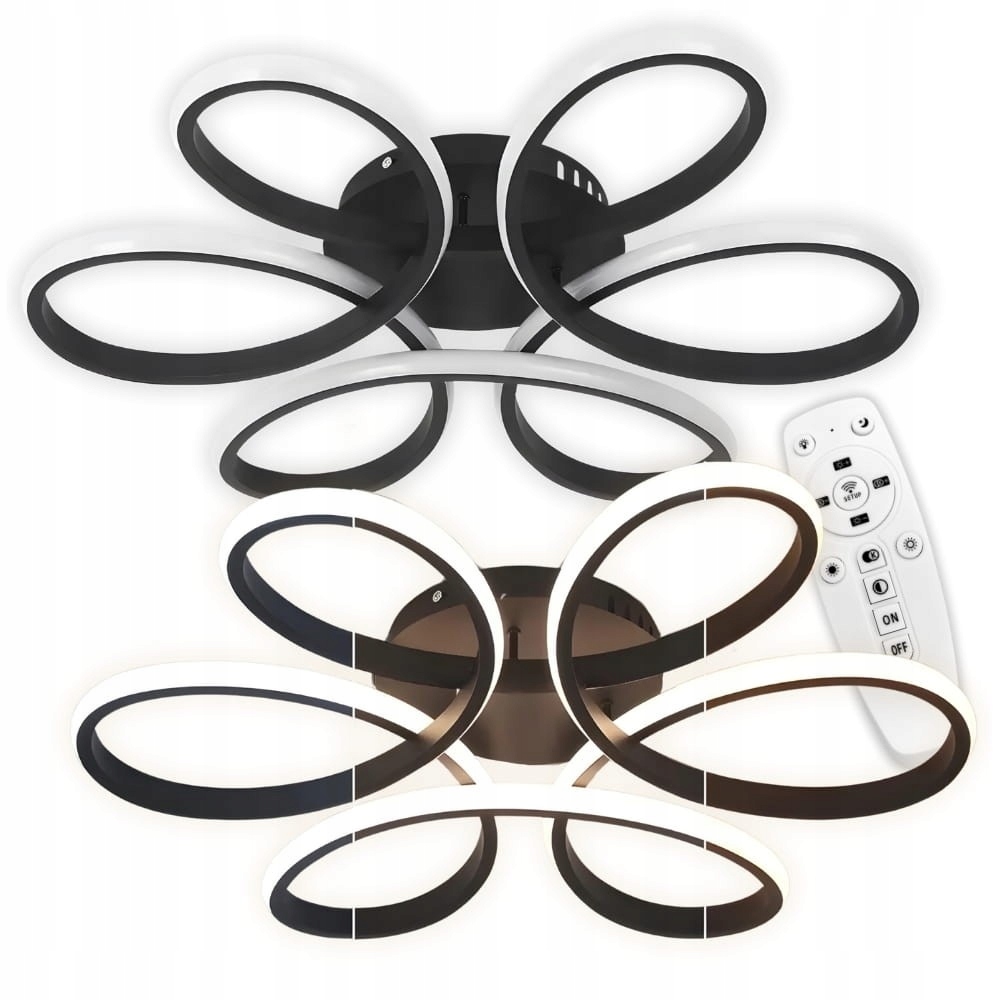 Lampa Stropná čierna závesná stropné svietidlo moderný Led Luster Diaľkový Ovládač Kvet