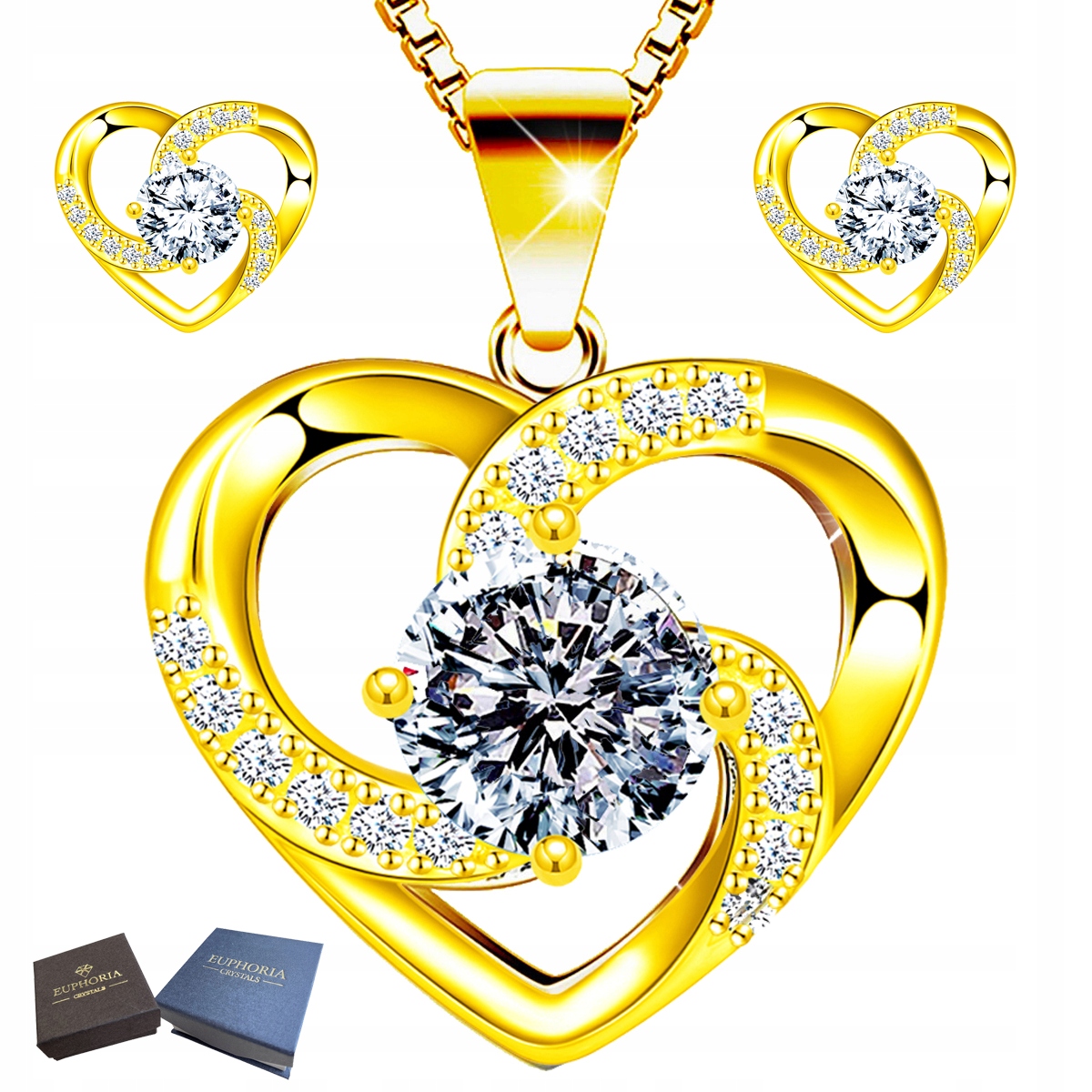 Sada zlatých šperků s přívěskem Srdíčko Zirkony Stříbro 925 Dámské