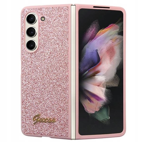 Pouzdro Guess Glitter Script pro Samsung Galaxy Z Fold 5 růžové