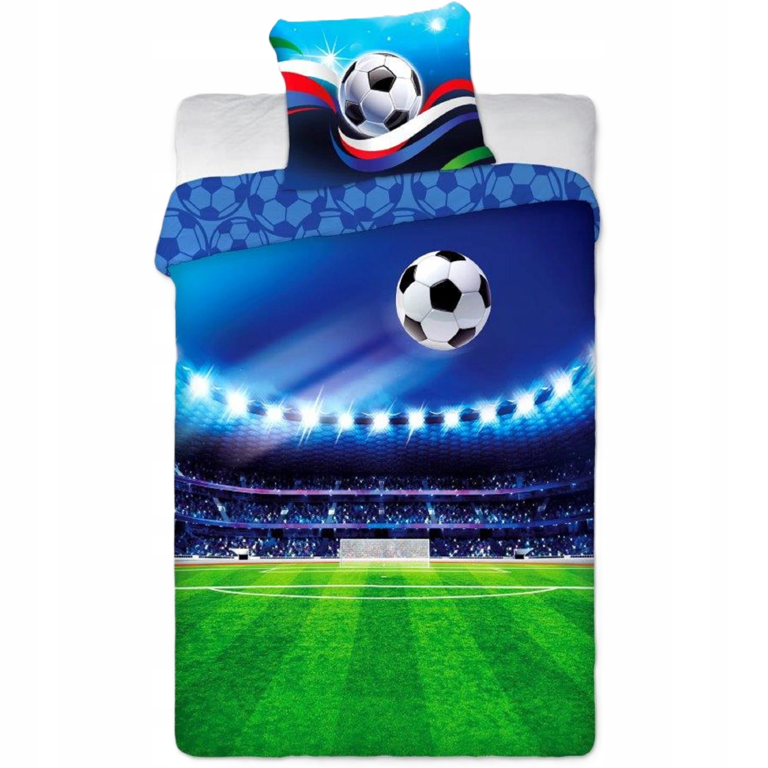 Povlečení bavlněné mládežnické 160x200 hřiště fotbal modrý