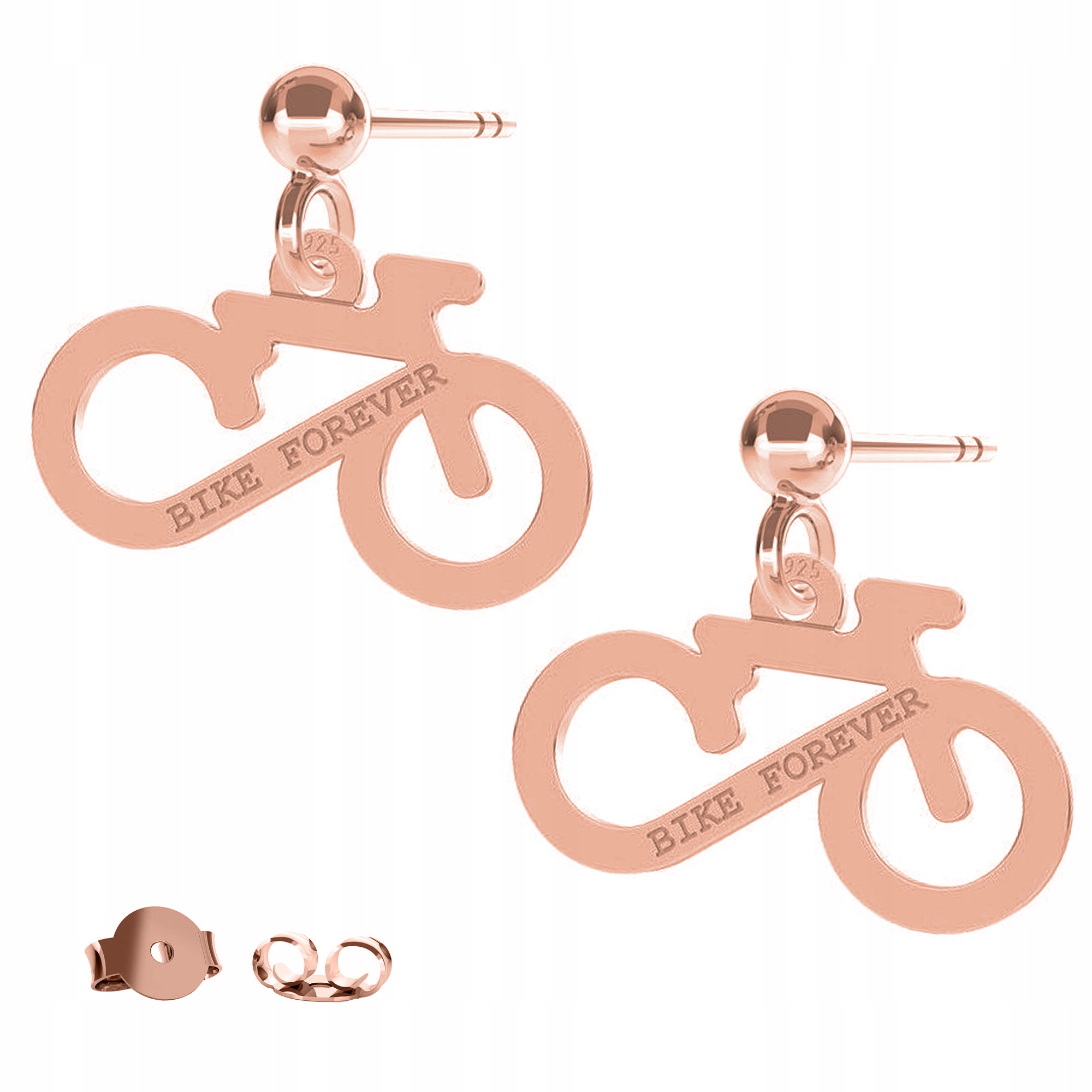Náušnice Kolo Bike Forever růžové zlato 925