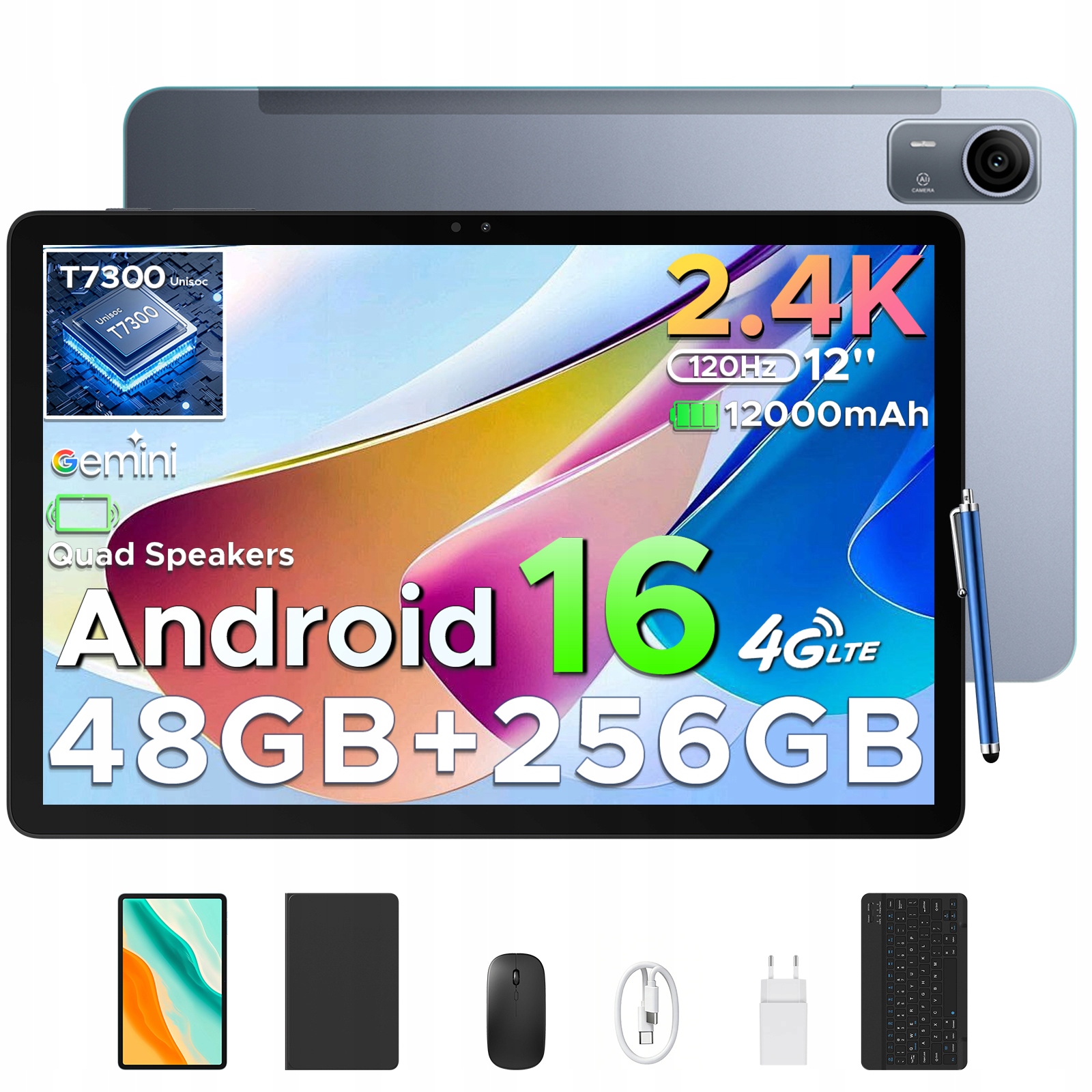 Tablet Pockam P12PRO 12" Android16 12/256GB 12000 mAh 120 Hz WiFi Gps 4G Lte