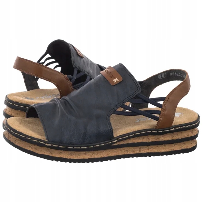 Dámské sandály na podpatku Rieker 62962-14 Blue, modré