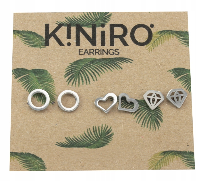 

Kolczyki Stal Chirurgiczna Białe Złoto 3 Pary