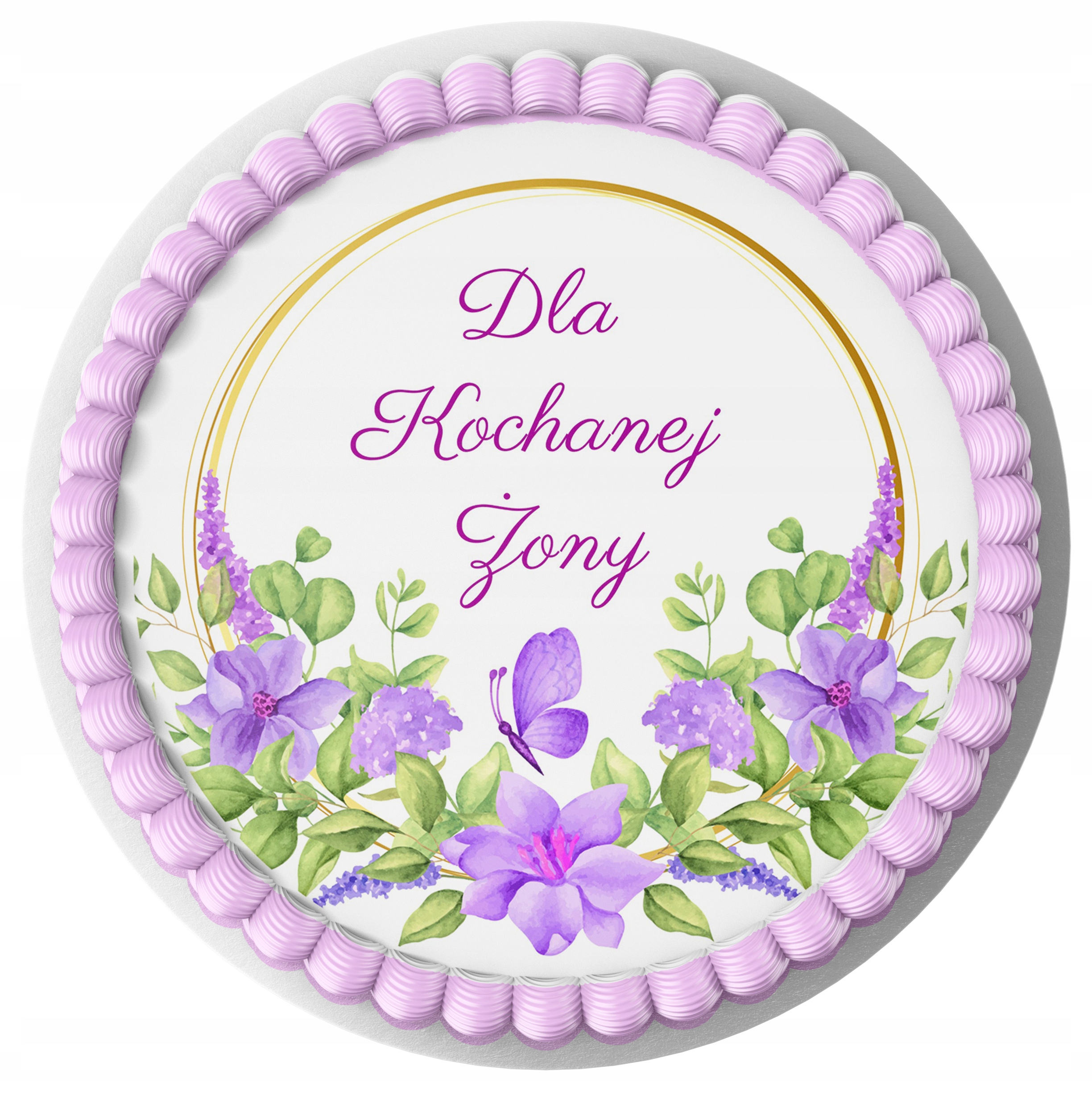 OPŁATEK NA TORT KWIATY URODZINY ROCZNICA + NAPIS Motyw personalizowany