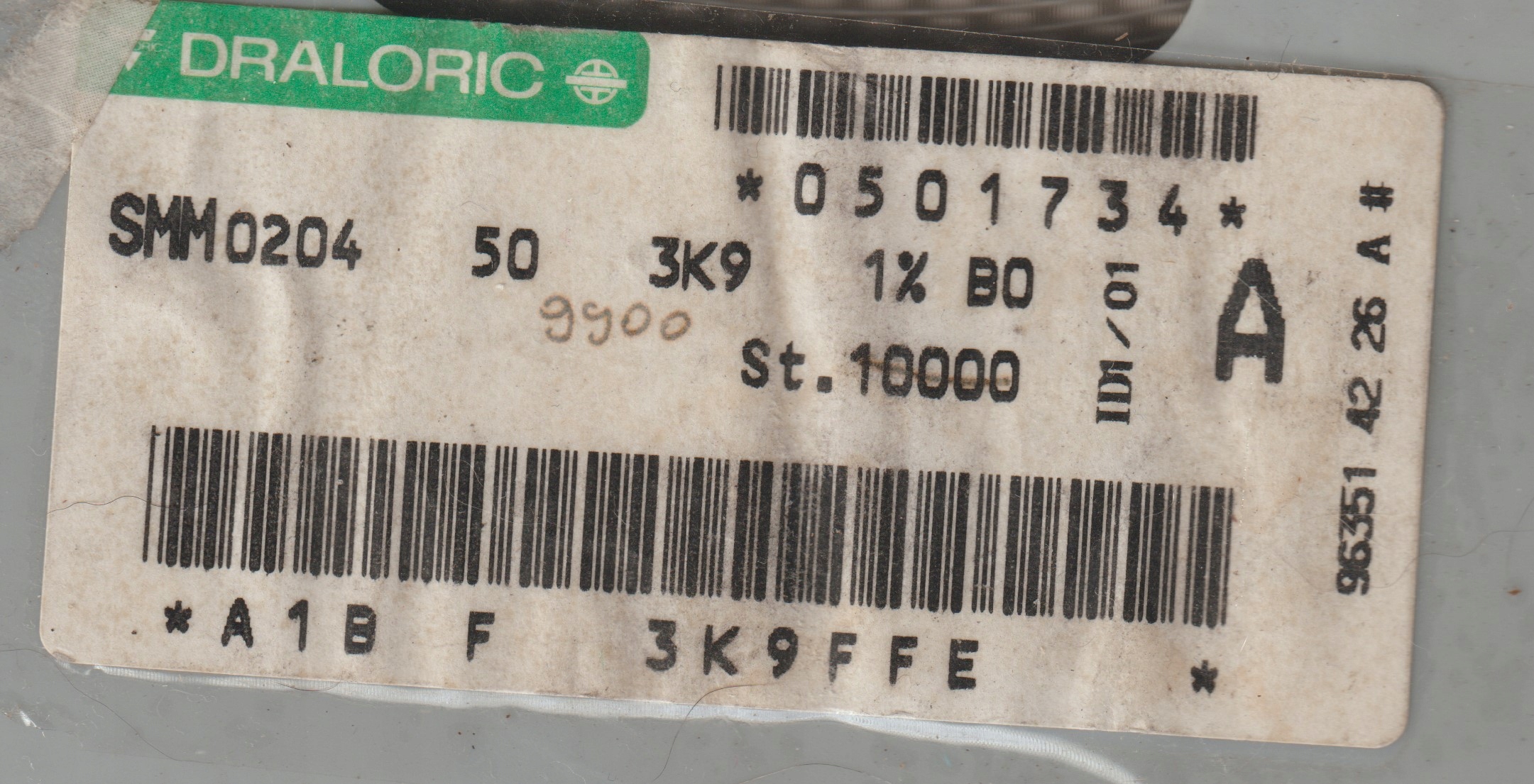 [100szt] 3K9 1% 50ppm rezystor Smd minimelf SMM0204 Draloric low noise