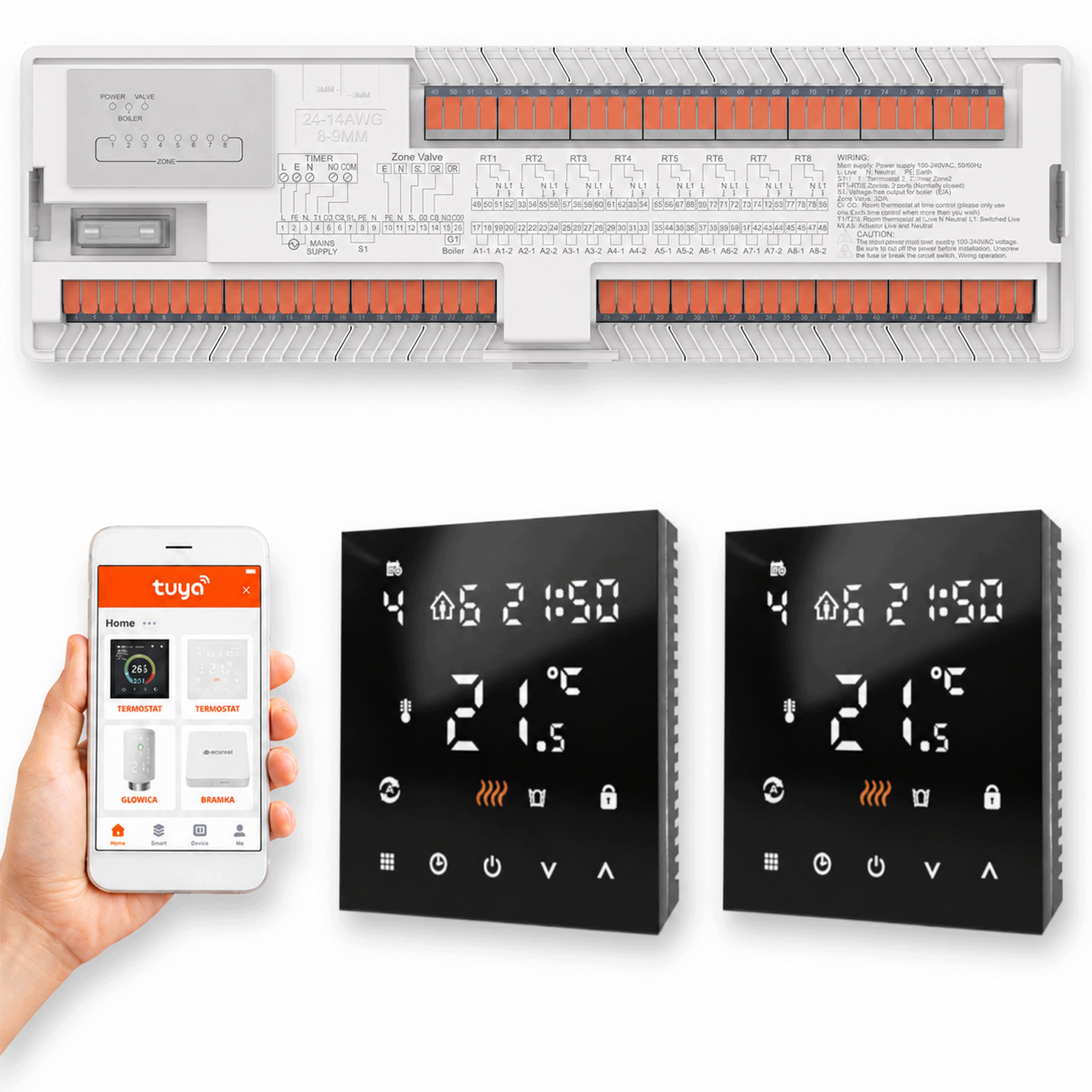 Listwa Sterująca WiFi 230V Moduł Pompy i Kotła Podłogówka Sterownik Tuya