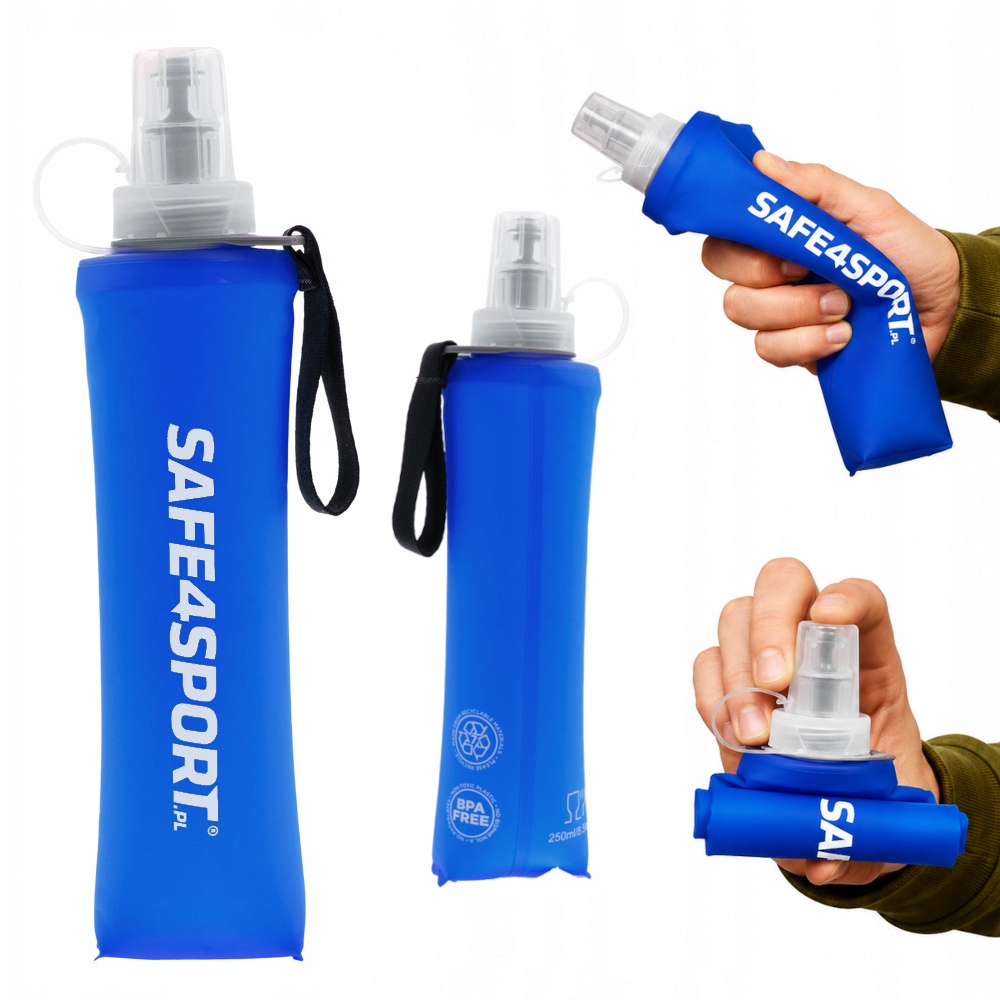 Soft Flask 250 ml składana miękka butelka do biegania z uchwytem niebieska