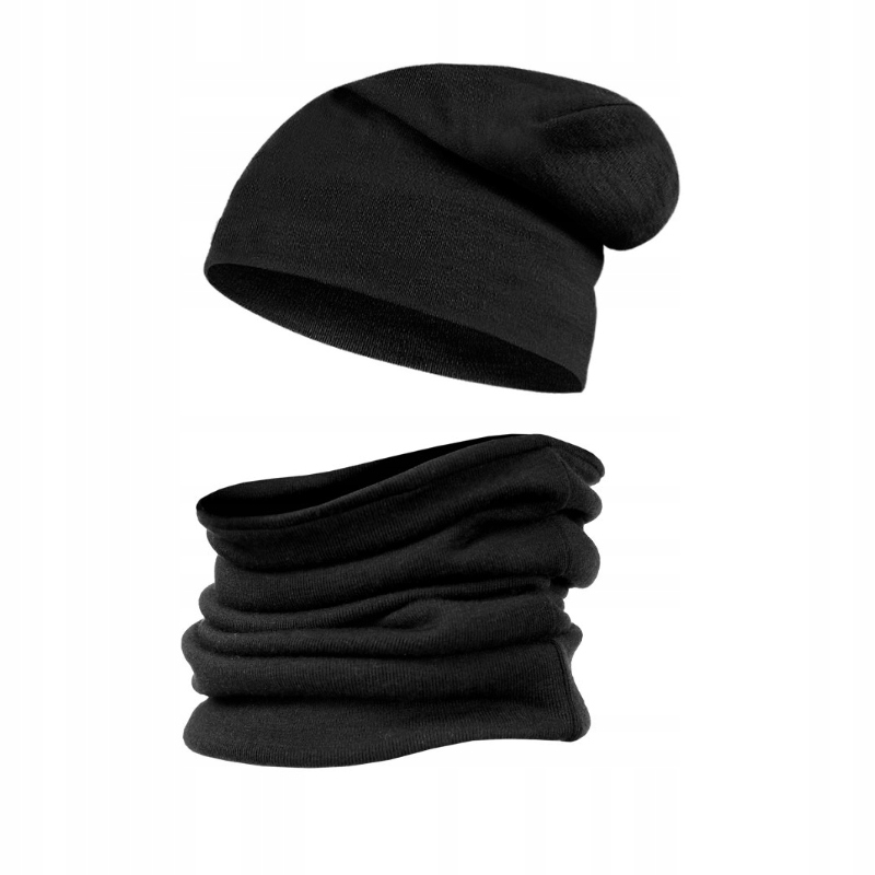 

Komplet damski czapka komin 100% merino czarny