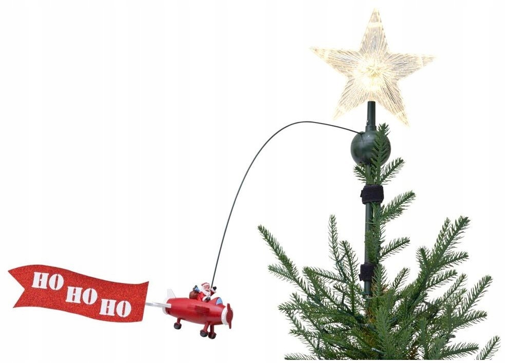 

Gwiazda na choinkę z latającym Mikołajem Led
