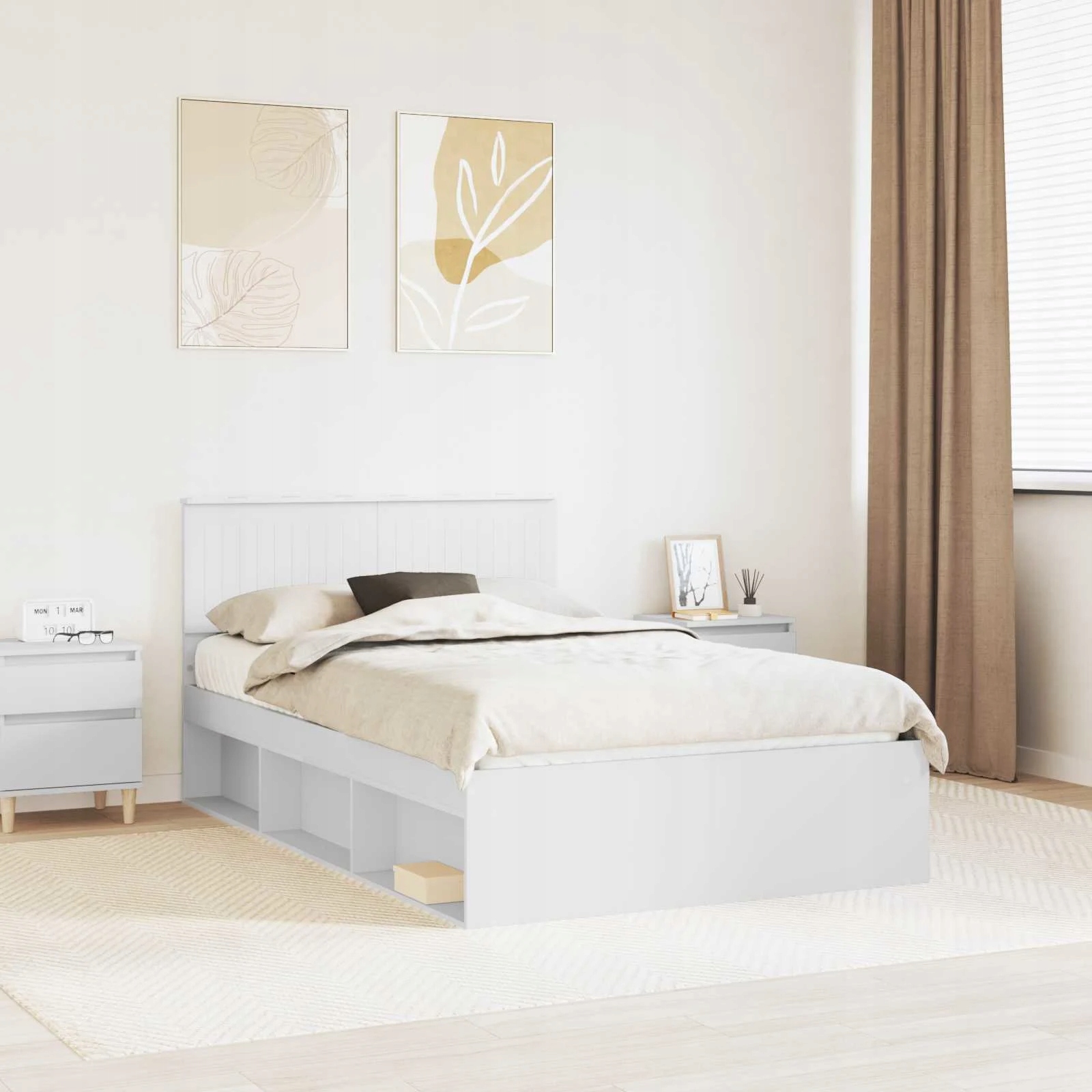 vidaXL Rám postele s čelo Bílá 120 x 200 cm Masivní borové dřevo