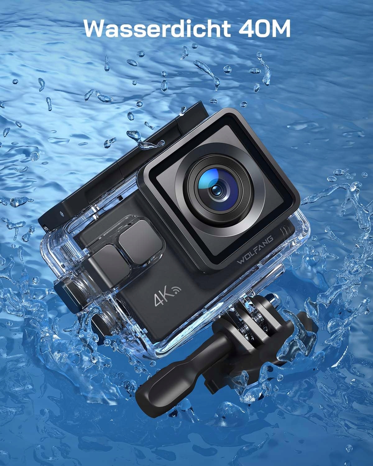 WOLFANG Kamera Sportowa 4K 30FPS 20MP Z Kartą 32GB WiFi Wodoodporna — miniatura 4